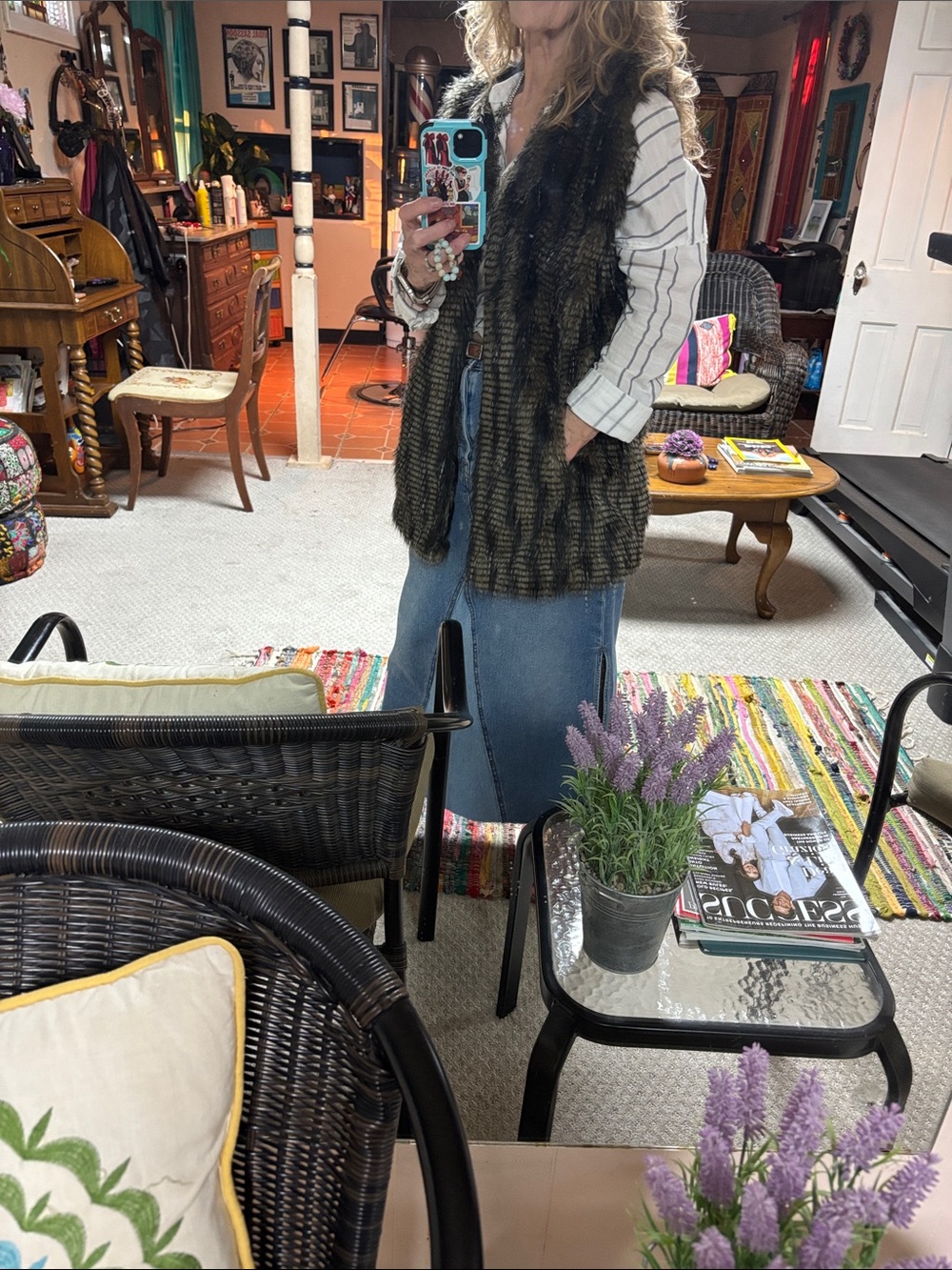 Chico's Black and Brown Faux Fur Sleeveless Vest - Picture 6 of 6